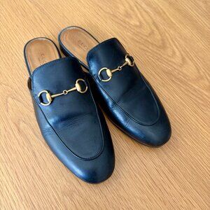 GUCCI Black Leather Princetown Mules. w/Dustbags Size 38.5